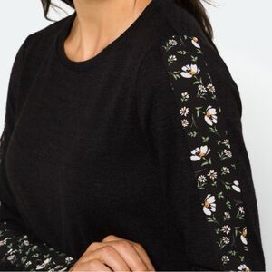 Floral Accent Black Sweater